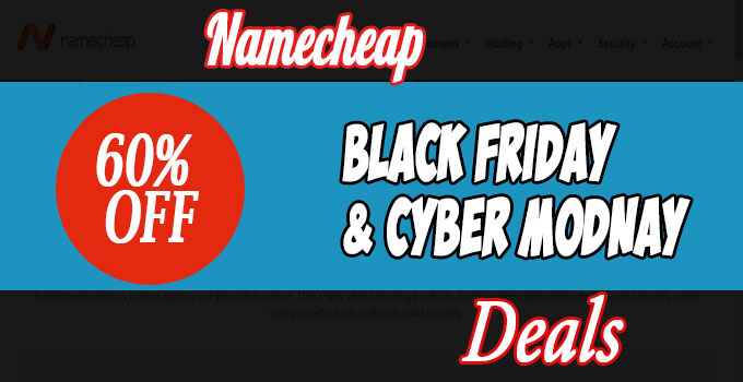 NameCheap Black Friday/Cyber Monday Deals 2016 – 60% OFF