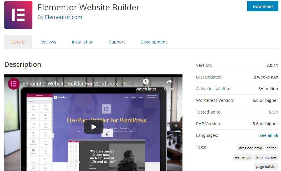 Elementor website builder